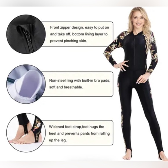 NEW DEHAI Dive Skins Thin Wetsuit Dive Suit Rash Guard Long Sleeve UV Women’s L - Picture 7 of 12
